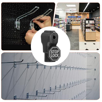 Peg Hook Locks PC Magnet Anti-Theft Pegboard 4mm Black 20Pcs - color: Black, size: 4mm