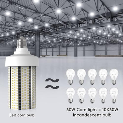 Led Corn Light Bulb - 60W 7500LM Equivalent 600Watt E26 for Warehouse 6000K 1 Pack - size: 1 Pack（6000K）