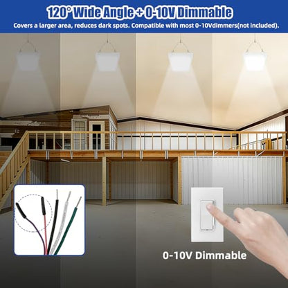 200W LED Linear High Bay Shop Light, 24000LM High Bay Led Shop Lights, 5000K Linear Hanging Shop Light, 600W-800W HPS Eqv., 100-277V Commercial Hanging Lamp for Garage Warehouse
