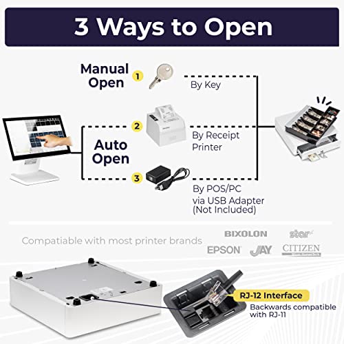 Volcora Cash Register Drawer & Tablet Stand with Lock for (POS) Point of Sale System, Anti-Theft, White
