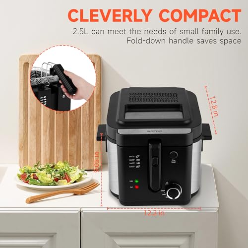SUSTEAS Deep Fryer with Basket, Electric Deep Fryers for Home Use, 2.25Qt - size: 2.5L