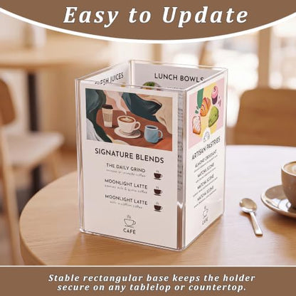 8 Pack 4 Side Table Tent Sign Holder Acrylic, 5 x 7 Inch