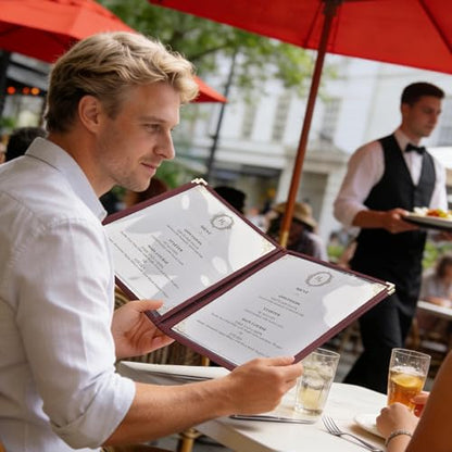 WeChef 30 Pack Restaurant Menu Covers 8.5 x 11" Book Style 4 Pages 8 Views - size: 8.5" x 11" - Book - 8 Views
