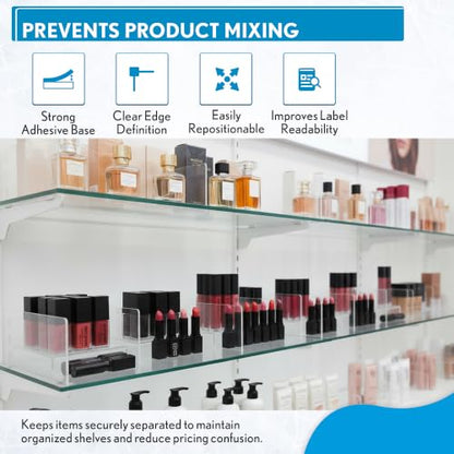 Shelf Dividers, 50 Pack, 3" x 17-9/16", Retail Shelf Organization, Product Separators, Clip Strip