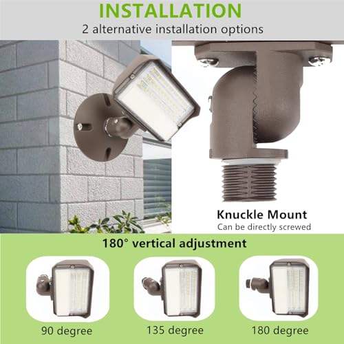 Dusk to Dawn Outdoor 25W LED Flood Light with Knuckle & Plate Mount, 5000K Color Selectable, ETL Commercial LED Security Lighting - size: 25W