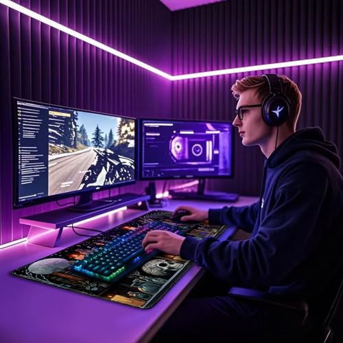 Mystical Gothic Library Large Gaming Mouse Pad Desk Mat 31.5x15.7 - color: Gothic Library