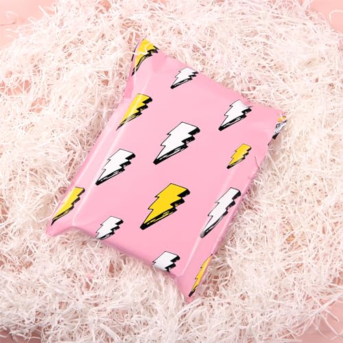 10x13 Inch Poly Mailers, Pink Lightning, 100 Pack Self Sealing - color: Flash Pink