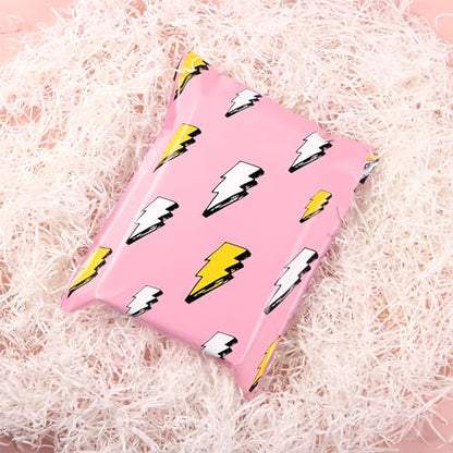 10x13 Inch Poly Mailers, Pink Lightning, 100 Pack Self Sealing - color: Flash Pink