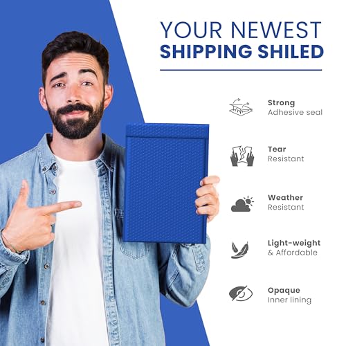 Royal Blue Bubble Mailers 4x8, Poly Padded Envelopes #000, 500 Pack - color: Royal Blue, size: 4"x8" / 500 Pack