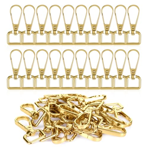 20 Pcs Metal D Ring Swivel Lobster Claw Clasp Snap Hooks Purse Hardware - color: Gold, size: 1/2 Inch