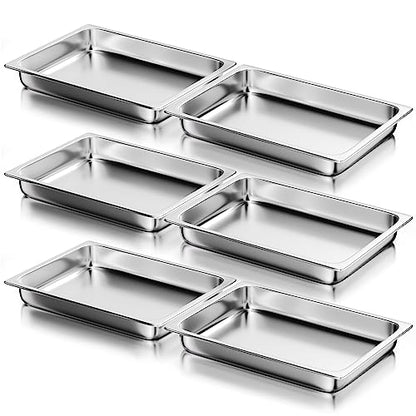 WantJoin Stainless Steel Steam Table Hotel Pan Set 1/1 Size 2.5 Inches 6pcs - color: 2.5" Deep, size: 1/1 Size