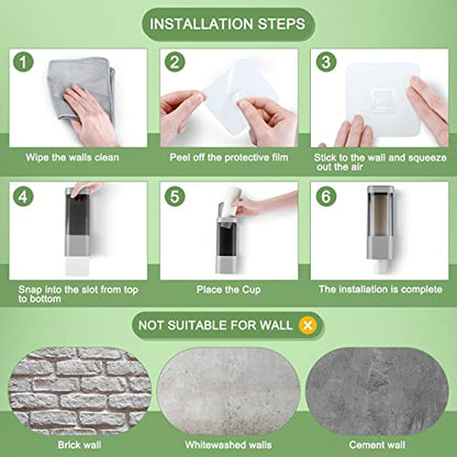 Chengu 2 Pcs Wall Mounted Bathroom Cup Dispenser for 3-5 oz Cups, Gray - color: Gray