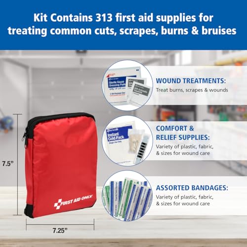 First Aid Only 313 Piece Home & Go Emergency First Aid Kit (91081) - size: 313 pieces