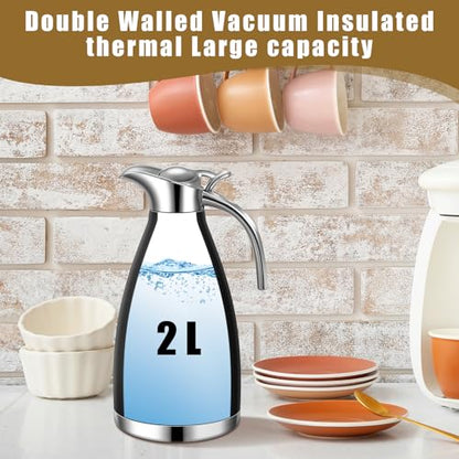 Uiifan 2 Pcs 68oz Thermal Coffee Carafe for Keeping Hot/Cold - color: Black