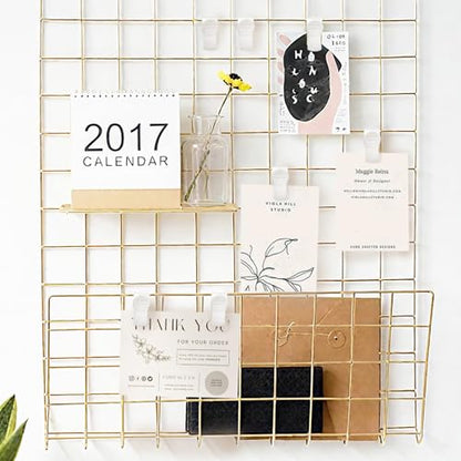 16Pcs Grid Wall Clips, Wire Grid Panel Hooks for Retail & Home, Small Plate Hangers, Drywall Clips, Gridwall Accessories (White)