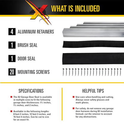 Xcluder X2 Rodent Proof Overhead Sectional Door Seal Kit, 16’4” Wide for 1.75” Thick Doors, Stops Mice, Rats and Weather, Suitable for Residential or Commercial Property Use - size: 1.75 in. x 1.75 in.