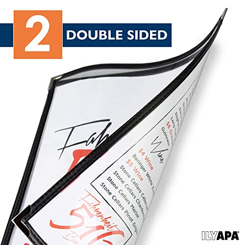 Ilyapa Clear Menu Covers, 8.5x11 Inch - 30 Pack, 2-View Single Page Design - color: Black, size: 8.5 x 11