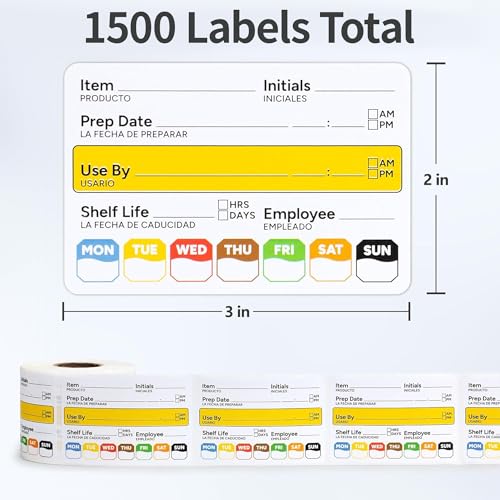 Restaurant Quality Shelf Life Food Rotation Labels Vinyl, 2” x 3” Self-Adhesive Removable Freezer Food Labels, Perfect for Reusable Containers, Easy to Remove, Food Safety Date Sticker (5 PCS) - style: 5 PCS