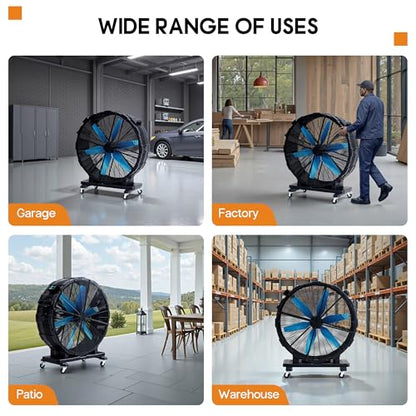 Albott 48 Inch Industrial Drum Fan with Wheels, 17,660 CFM High Velocity - size: 48 Inch