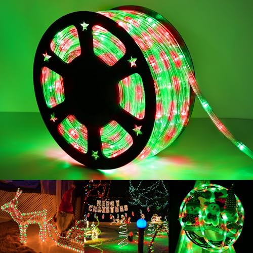 100ft LED Rope Lights Outdoor, 720 LED Connectable and Flexible Tube Lights with 8 Modes, Waterproof LED Rope Lighting for Garden Patio Pool Bedroom PartyIndoor Outdoor Christmas Decor (Red & Green) - color: Red & Green, size: 100ft