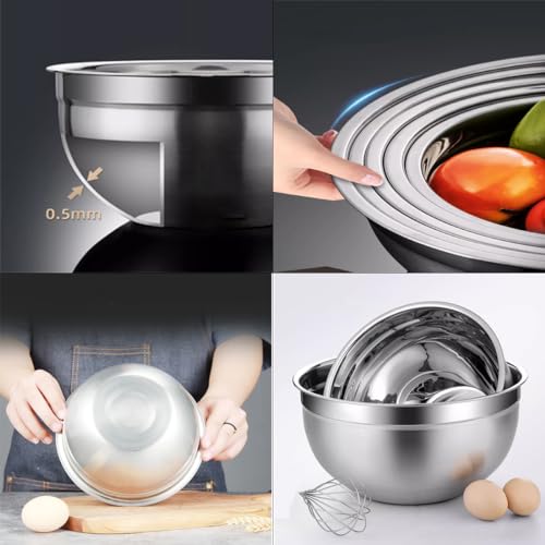 Stainless Steel Mixing Bowl Durable and Rustproof Easy Grip and Stability Design Bowl Versatile for Cooking Baking Prepping and Food Storage (20CM) - size: 20CM