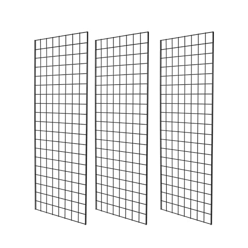 Heavy Duty Commercial Grade Gridwall Panels – Grid Panel for Any Retail Display, 2’ Width x 5’ Height, 3 Gridwall Panels Per Carton (Black Finish) - color: Black, size: 2'x5'（3 Pack）