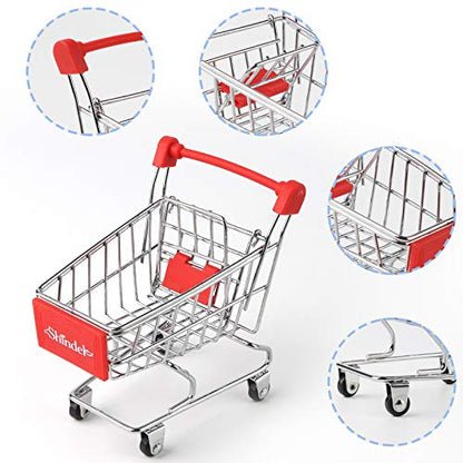 Shindel Mini Shopping Cart, Red Handle & Sign