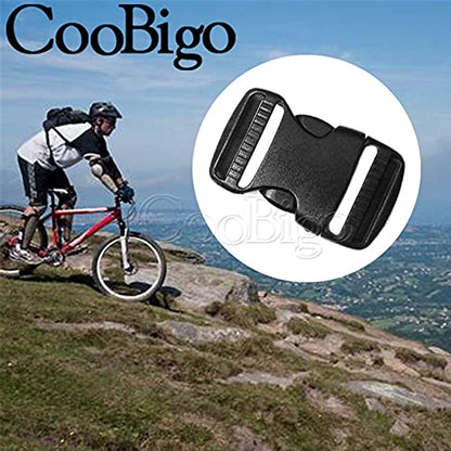 CooBigo 10 Pack 2" Plastic Side Release Buckle Dual Adjustable Outdoor Camping Tactical Backpack Belt Strap Webbing Bag Hardware Accessories 2" Dual Release Buckle Black - color: E#: 2"(10pcs)