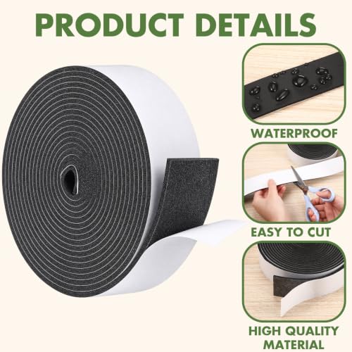 Nuanchu 1 Pcs Foam Weather Stripping, 1-1/2in Wide X 1/8in Thick X 16.5ft - size: 1-1/2in Wide X 1/8in Thick X 16.5ft