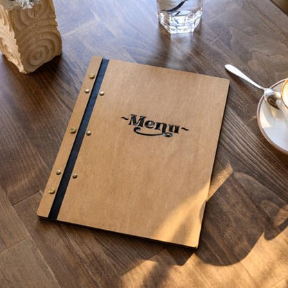 Inko Horeca -Wooden Menu Holder – 11.8 x 9 Inches – Hard Folding Menu Cover for Restaurants, Cafes, and Bars (Oak)