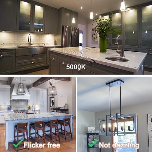 3.2 Inch 5000K Daylight White E26 LED Bulb 60 Watt Equal, AC 120V 600LM Edison Bulbs Dimmable, 6W T10 T30 Filament Light Bulbs Clear Glass for Fan Pendant Wall Light, ETL Certified-4 Pack - size: 3 Inch 6W (4 Count)