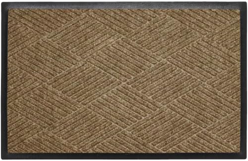 WaterHog Max Diamonds Front Door Mat Indoor Outdoor Entrance, All-Weather - color: Khaki, size: Medium 24"x35" (2’x3’)