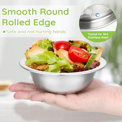 304(18/8) Stainless Steel Mixing Bowls for Kitchen, 4 Pack 5.5" Small Metal Mixing Cooking Bowls Set Stackable for Baking Serving Cooking Food Prep Storage Dishwasher Safe Lightweight - size: 5.5"