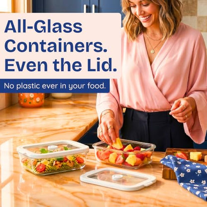 Ziruma Non-Toxic Glass Food Containers with Lids, 4-Pack, Multi-Size, Gray - color: Gray, size: Multi Size