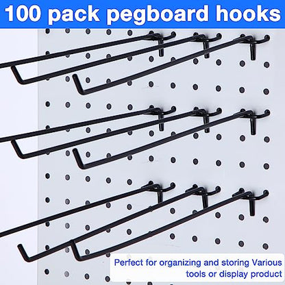 Shimeyao 100 Pcs Peg Board Hooks Stainless Steel Pegs,12 Inch,Black - color: Black, size: 12 Inch