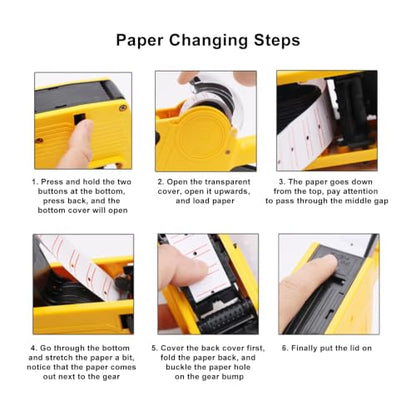 Walfront Manual Labeling Machine, Red 8 Digits Pricing Gun Kit, Manual Labeling Machine, Price Marking Tool with Spare Ink, Pricemarker Labels(Yellow)