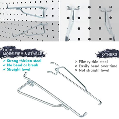 Pegboard Shelf Hooks 4 Pack Black 6" Metal Brackets, Peg Board Accessories - color: Silver, size: 6 Inch