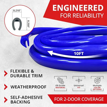 All-Fit Automotive Car Door Edge Protector Made in the USA (10 Ft - Blue) - color: Blue