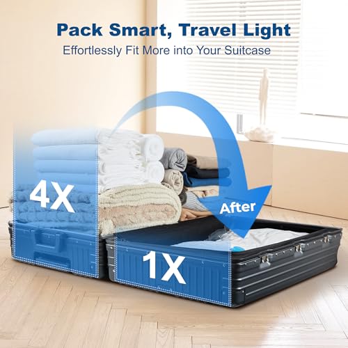 HOUSE DAY 30 Pack Vacuum Storage Bags with Electric Pump, 4 Sizes + 2 Roll-Up (5 Each), Space Saver Vacuum Seal Bags for Clothing, Bedding, Pillows, Travel – Airtight Seal, Reusable & Durable - size: 30 Combo-E PUMP