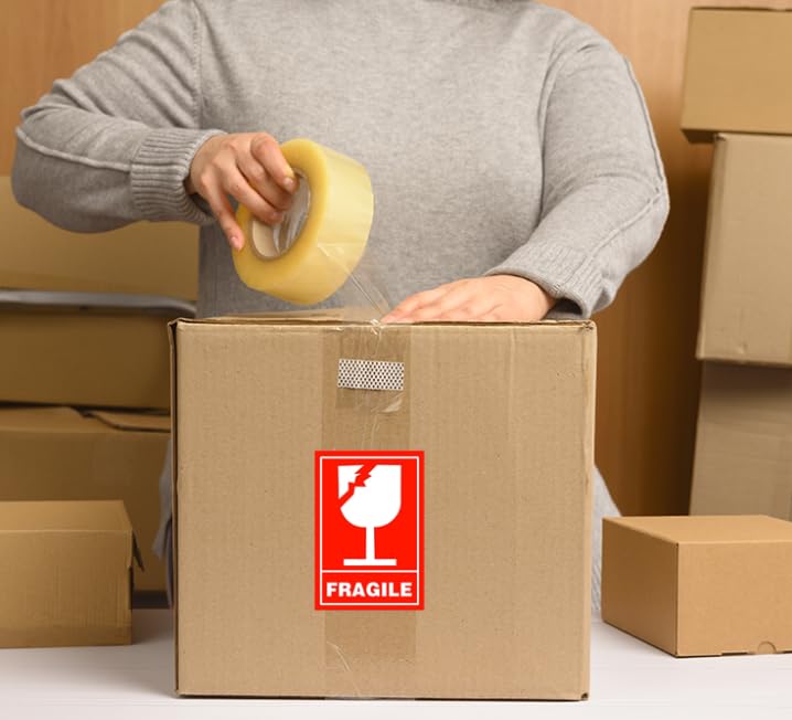 Fragile Glass Stickers - Handle with Care, 2x3 Inch, 300 Pcs Per Roll