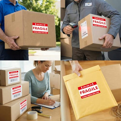 120 PCS Fragile Labels Handle with Care Warning Stickers 4" × 6" - style: Style Three