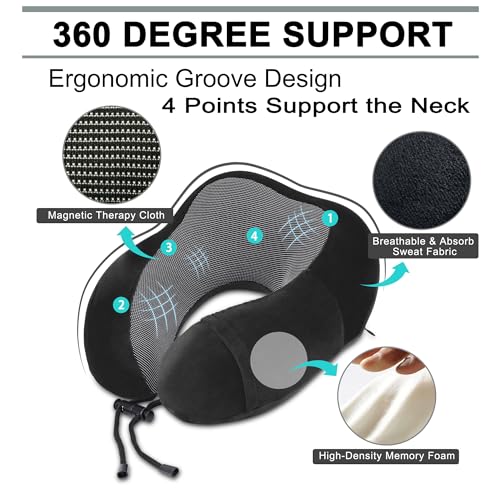 urnexttour Travel Pillow and Blanket Set Neck Pillow Airplane Foam Black - color: A-black