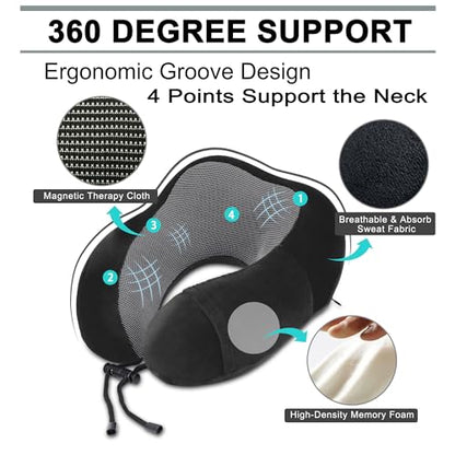 urnexttour Travel Pillow and Blanket Set Neck Pillow Airplane Foam Black - color: A-black