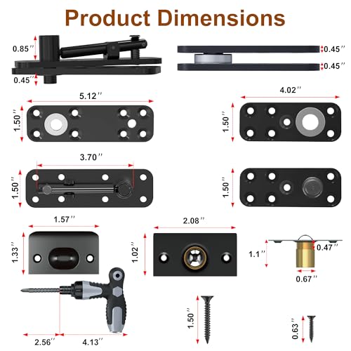 Hidden Door Pivot Hinge Kit, Secret Door Hardware for Bookcase Doors