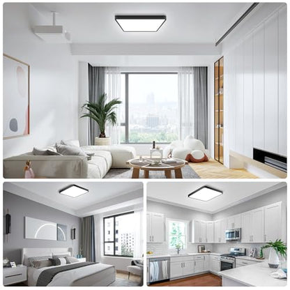 9Inch 18W Square LED Ceiling Light Fixtures Flush Mount, 5000K Daylight White LED Ceiling Lamp, Surface Mount Modern Ceiling Lights, Black Slim Flat Panel Lighting for Bedroom, Kitchen, Bathroom Etc - color: Daylight White, size: 9 inch Black