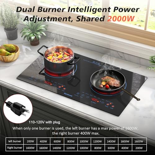 2 Burner Electric Cooktop 110V, 2000W, 24" Plug-in & Built-in - size: 24 Inch 2 Burner Blue