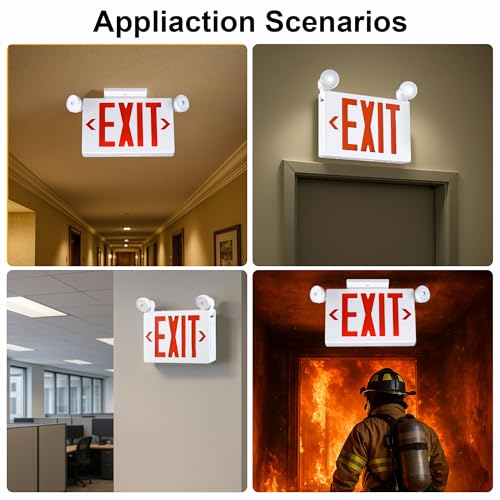 Gruenlich Exit Sign with Emergency Light, Battery Backup, 12 Pack - size: 12-Pack