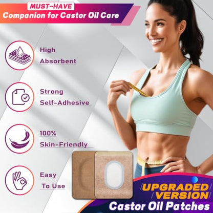 Castor Oil Pack Wrap Patch - Organic Cotton Castor Oil Belly Button Patch, Disposable Self-Adhesive Abdominal Pads, Portable Anti Leakage High Absorbent Pads for Multi-Area Use 55 PCS - size: 1 Count (Pack of 55)