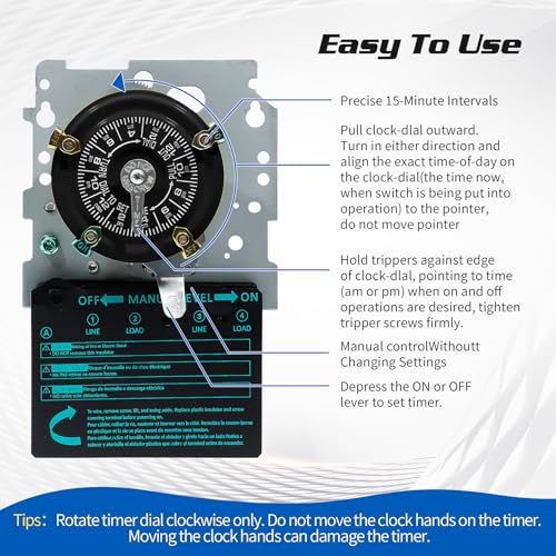T104M Mechanical Timer Switch (No Box), 12 ON/Off 24Hour Timer Switch - style: T104M
