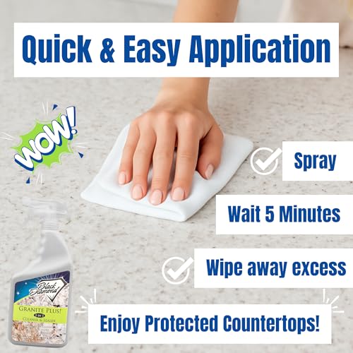 Black Diamond Stoneworks Granite Plus 2-in-1 Cleaner & Sealer, pH Neutral, Streak-Free Stone Cleaner for Granite, Marble, Quartz, Travertine & Limestone Countertops, Ready to Use, 32 Fl Oz (Pack of 2) - size: 32 Fl Oz (Pack of 2)